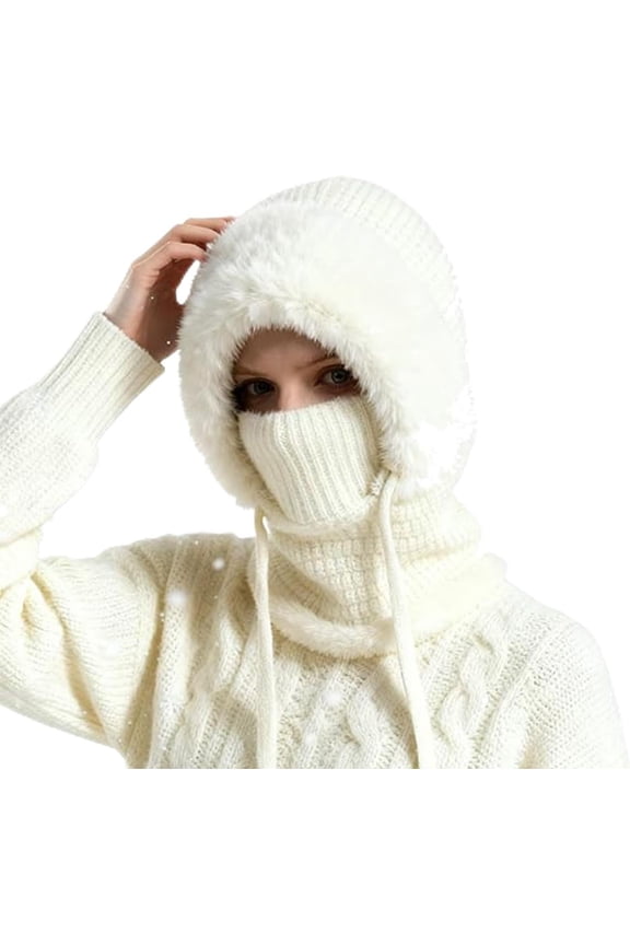 Averageon 3 in 1 Beanie Hat for Women, 2026 new 3-in-1 Knitted Beanie Hat, Winter Windproof Full Cover Cold Resistant Knit Hooded Scarf&Neck Warmer