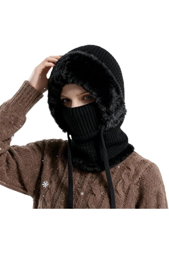 Averageon 3 in 1 Beanie Hat for Women, 2026 new 3-in-1 Knitted Beanie Hat, Winter Windproof Full Cover Cold Resistant Knit Hooded Scarf&Neck Warmer