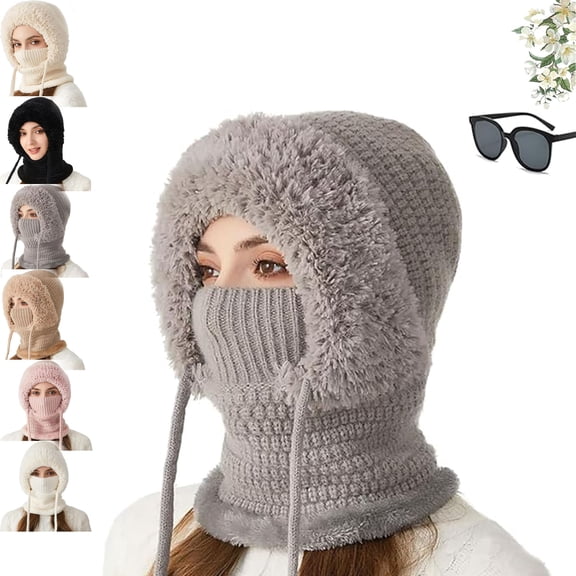 Averageon 3 in 1 Beanie Hat for Women,3 in 1 Beanie Hat with Scarf and Mask,3-in-1 Winter Balaclava for Women(55-60cm)