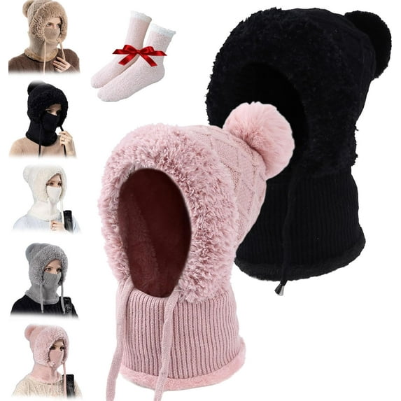 Averageon 3 in 1 Beanie Hat for Women, 3-in-1 Winter Balaclava, Women's Outdoors Windproof Scarf Hat