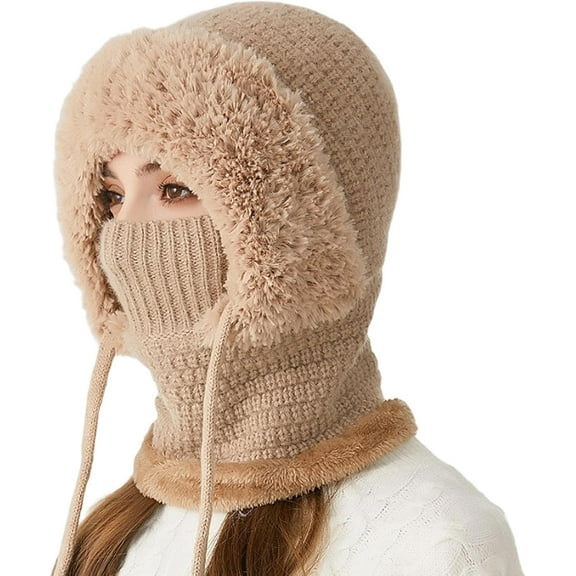 Averageon 3 in 1 Beanie Hat for Women, Averageon Cozy Head Beanie,Winter Hat with Ear Flaps, Windproof Warm Snow Cap