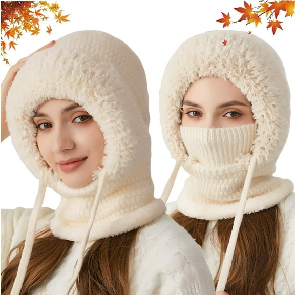Averageon 3 in 1 Beanie Hat for Women, Choosemuc Balaclava Windproof Multi-Functional Winter Hat for Outdoor Activities