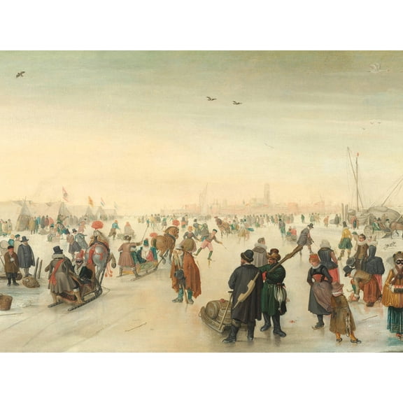 Avercamp Enjoying The Ice Near A Town Painting Extra Large XL Wall Art Poster Print