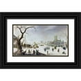 thumbnail image 1 of Avercamp, Hendrick 18x12 Black Ornate Wood Framed with Double Matting Museum Art Print Titled - Winter Pleasure, 1 of 4