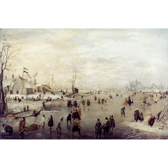 Avercamp Winter. Nwinter Scene On The Ice. Oil On Wood By Hendrick Avercamp Early 17Th Century. Print by