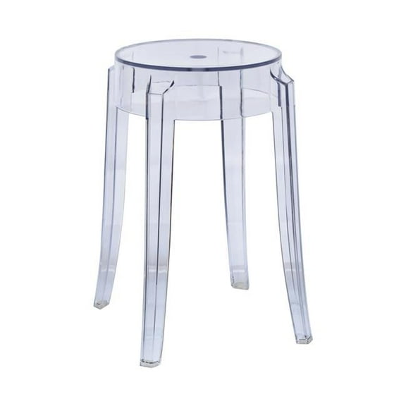 Averill Modern Plastic Dining Stool with Sturdy Seat & Legs for Kitchen & Dining Room, Clear