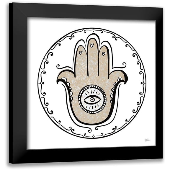 Averinos, Melissa 12x12 Black Modern Framed Museum Art Print Titled - Graphic Hamsa
