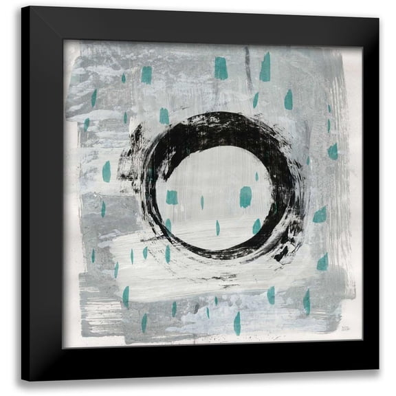 Averinos, Melissa 12x12 Black Modern Framed Museum Art Print Titled - Zen Circle I Crop with Teal