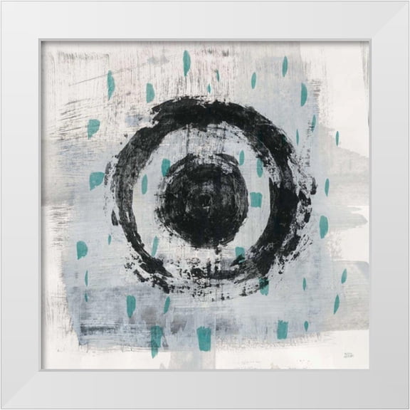 Averinos, Melissa 12x12 White Modern Wood Framed Museum Art Print Titled - Zen Circle II Crop with Teal