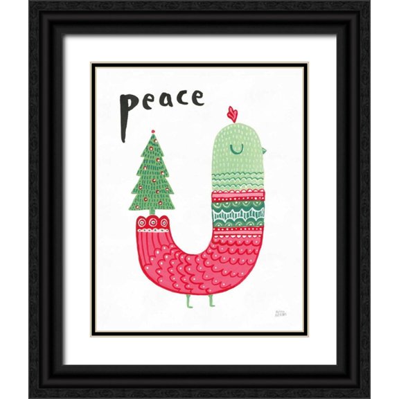 Averinos, Melissa 12x14 Black Ornate Wood Framed with Double Matting Museum Art Print Titled - Christmas Tweets III