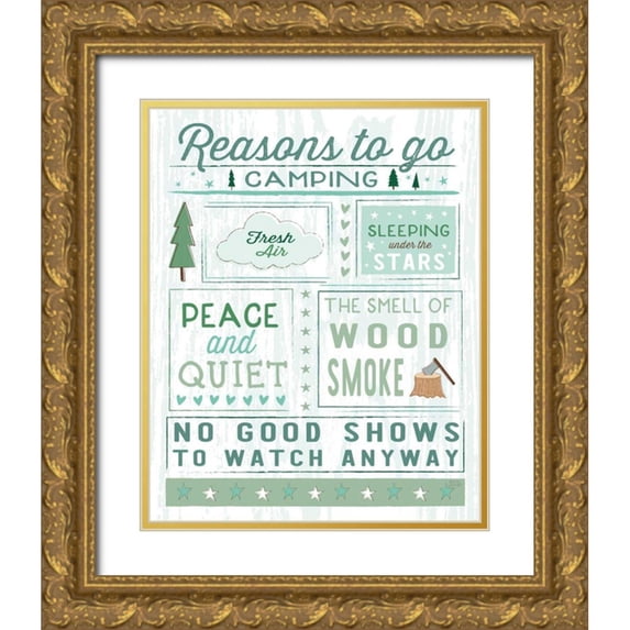 Averinos, Melissa 12x14 Gold Ornate Wood Framed with Double Matting Museum Art Print Titled - Comfy Camping II