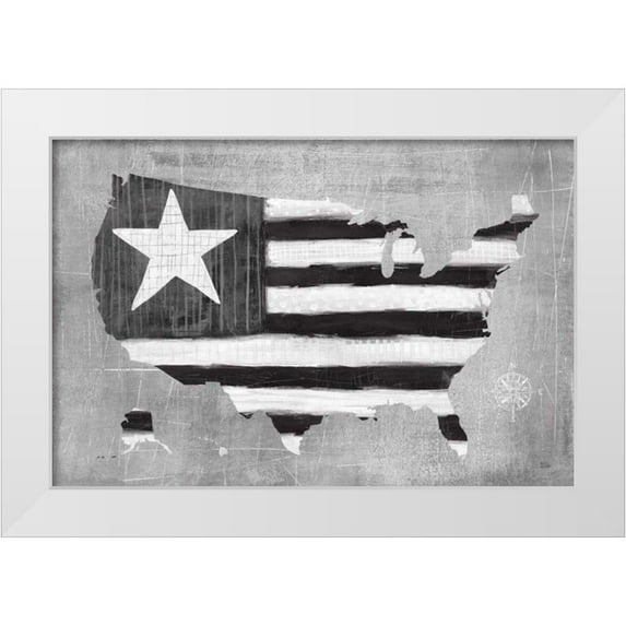 Averinos, Melissa 14x11 White Modern Wood Framed Museum Art Print Titled - See the USA Americana BW