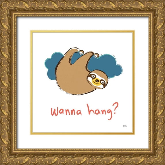 Averinos, Melissa 15x15 Gold Ornate Wood Framed with Double Matting Museum Art Print Titled - Colorful Sloth II v2