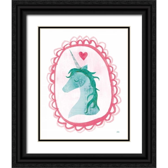 Averinos, Melissa 15x18 Black Ornate Wood Framed with Double Matting Museum Art Print Titled - Unicorn Magic II with Border