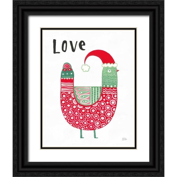 Averinos, Melissa 20x24 Black Ornate Wood Framed with Double Matting Museum Art Print Titled - Christmas Tweets I