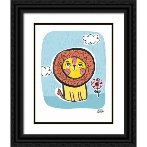 Averinos, Melissa 20x24 Black Ornate Wood Framed with Double Matting Museum Art Print Titled - Wild About You Lion