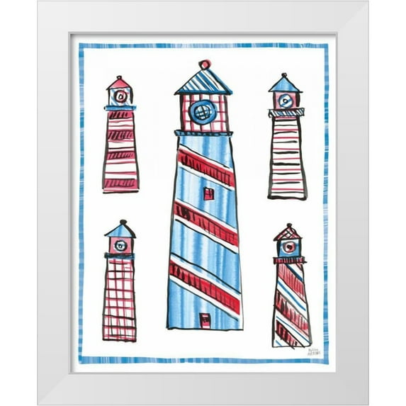 Averinos, Melissa 20x24 White Modern Wood Framed Museum Art Print Titled - Coastal Americana II