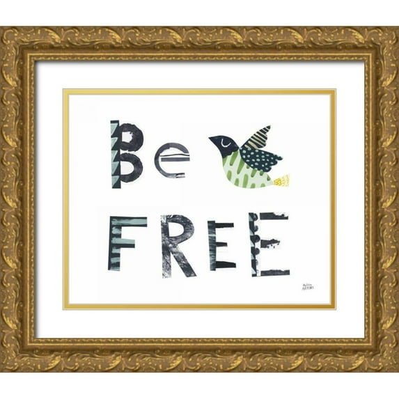 Averinos, Melissa 24x20 Gold Ornate Wood Framed with Double Matting Museum Art Print Titled - Bird Words I