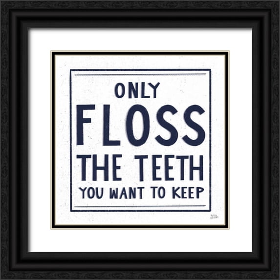Averinos, Melissa 26x26 Black Ornate Wood Framed with Double Matting Museum Art Print Titled - Only Floss Navy