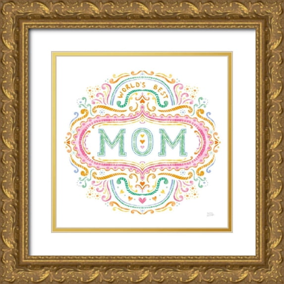Averinos, Melissa 26x26 Gold Ornate Wood Framed with Double Matting Museum Art Print Titled - Worlds Best Mom