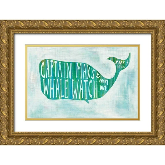 Averinos, Melissa 32x22 Gold Ornate Wood Framed with Double Matting Museum Art Print Titled - Ahoy I with Words