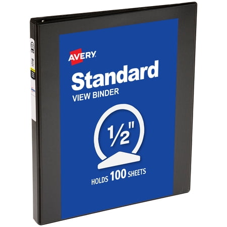 Avery Standard View Binder, 0.5" Round Rings, Black Binder (17701)