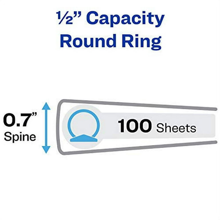 Avery Economy View Binder with Round Rings, 1/2 Capacity, White