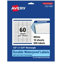 Avery 1/2" x 1-3/4" Waterproof Rectangle Labels, 600 Labels