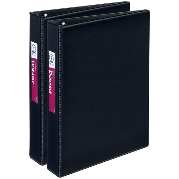Avery 1" Mini Durable 3 Ring Binders, Black, 2 Pack (13456)