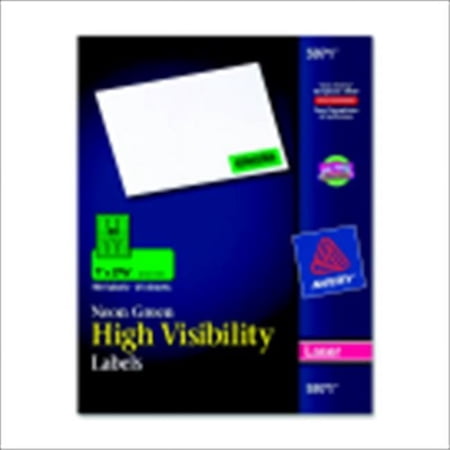Avery 1054670 Rectangle Easy Peel Paper Label, Neon Green, Pack - 750