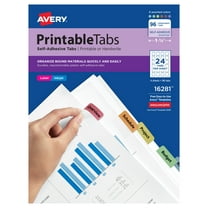 Avery 16281 1.25 in. Wide 1/5-Cut Printable Plastic Tabs with Repositionable Adhesive - Assorted Colors (96/Pack)