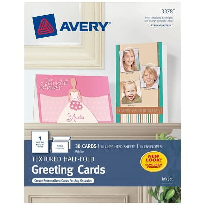 Avery1PK HalfFold Greeting Cards With Envelopes, Inkjet, 65 Lb, 5.5 X 8.5, Textured Uncoated