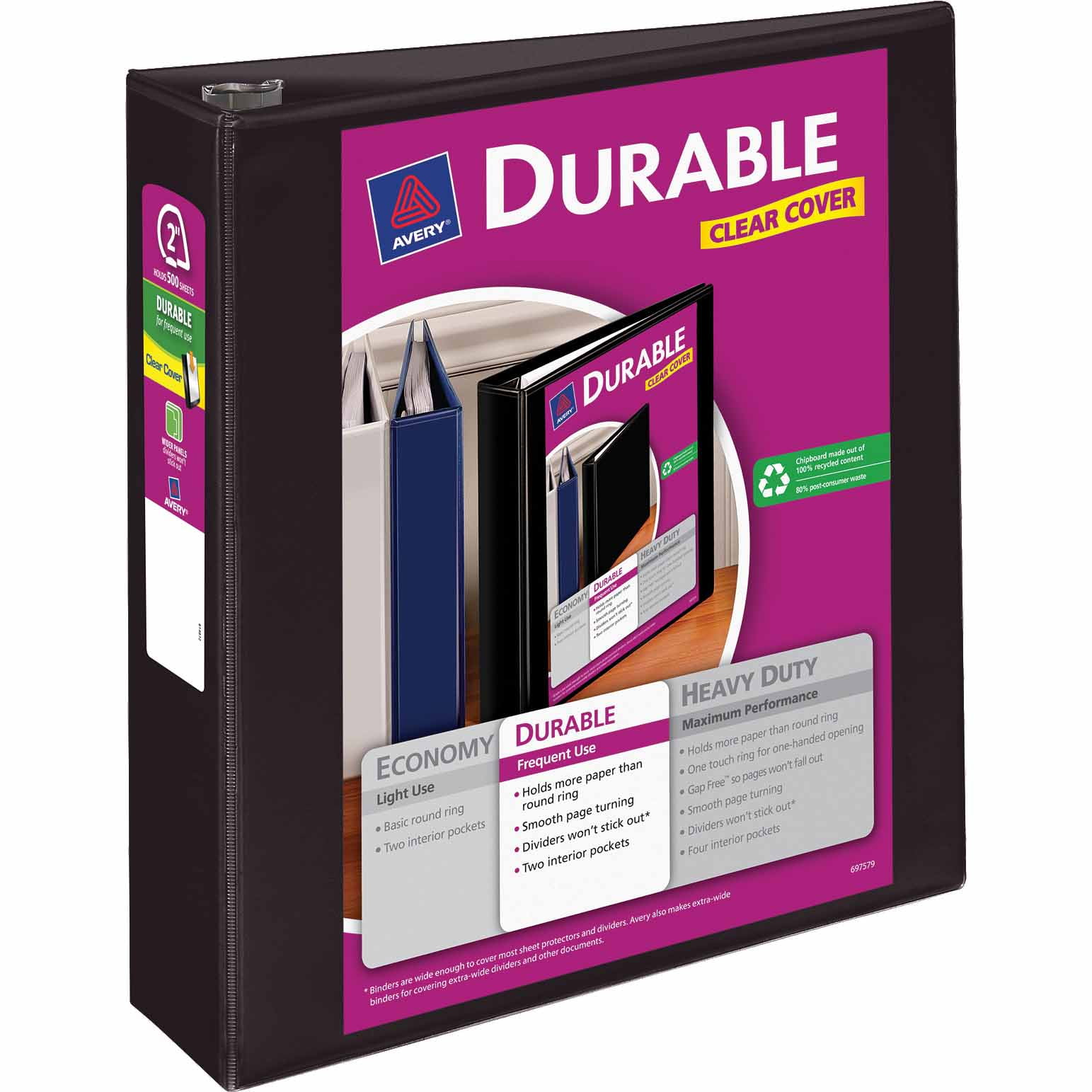 Avery 2" Durable View Binder, Black
