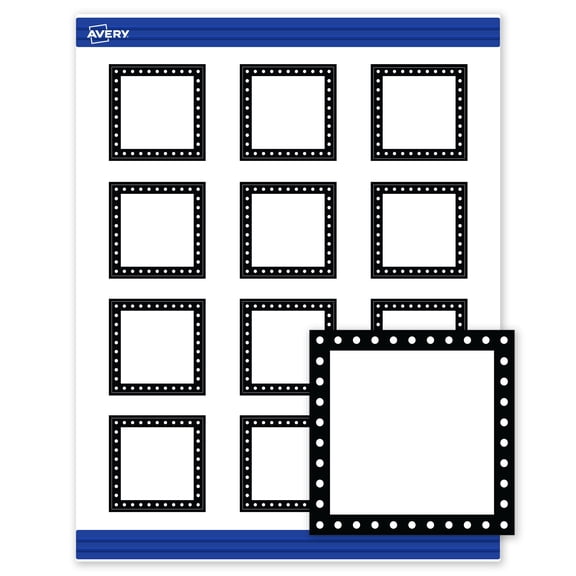 Avery 2" x 2" Cards, Black and White Polka Dots, 120 ct