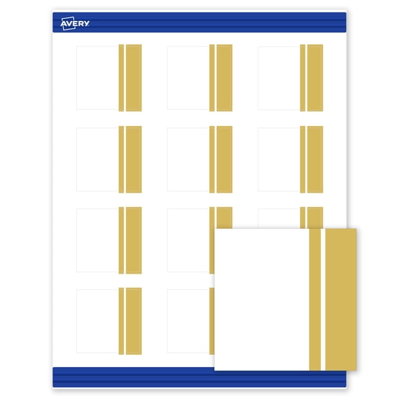 Avery 2" x 2" Cards, Gold Double-Dipped Edge, 120 ct