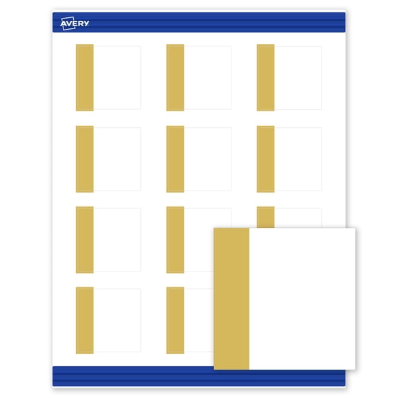 Avery 2" x 2" Cards, Pre-Printed Gold-Dipped Edge Design, 120 ct