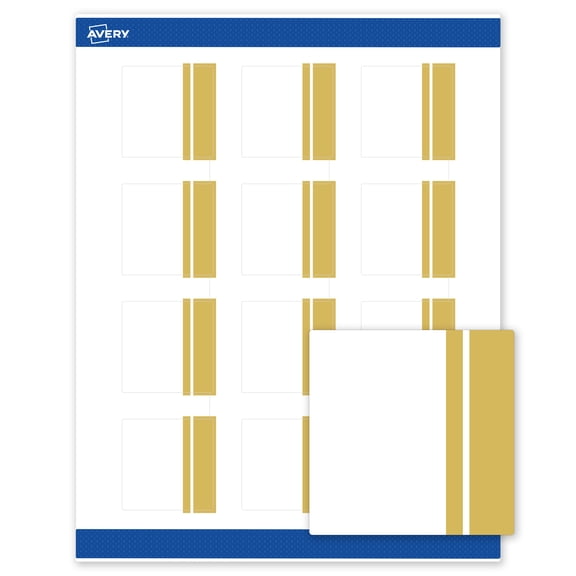 Avery 2" x 2" Labels, Gold Double-Dipped Edge, 120 ct, Matte, Double Dipped Gold Edge