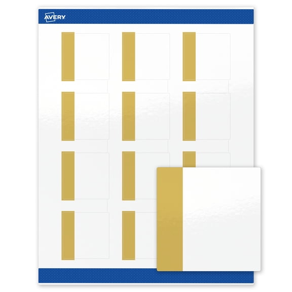 Avery 2" x 2" Labels, Pre-Printed Gold-Dipped Edge Design, 120 ct, Glossy, Dipped Gold Edge