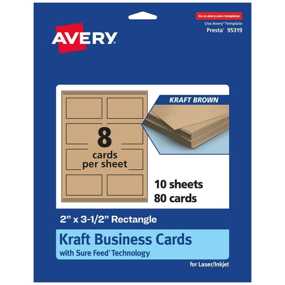 Avery 2" x 3-1/2" Rectangle Cards, Kraft Brown, 80ct