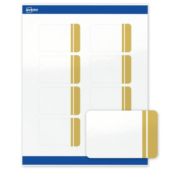 Avery 2" x 3" Labels, Gold Double-Dipped Edge, 80 ct, Glossy, Double Dipped Gold Edge