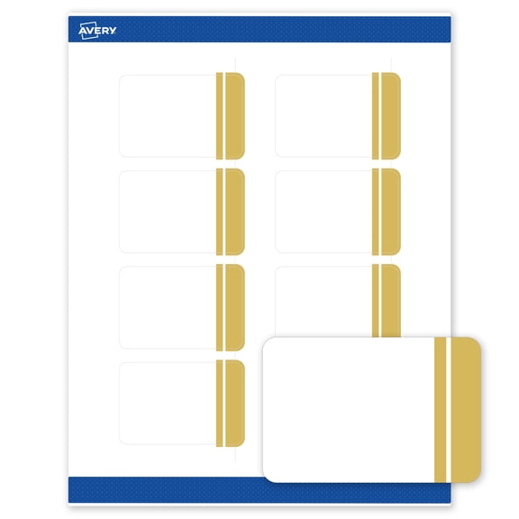 Avery 2" x 3" Labels, Gold Double-Dipped Edge, 80 ct, Matte, Double Dipped Gold Edge