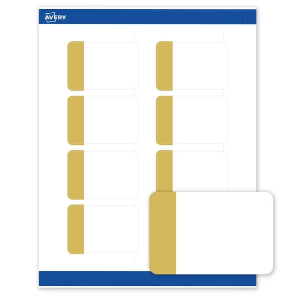 Avery 2" x 3" Labels, Pre-Printed Gold-Dipped Edge Design, 80 ct, Matte, Dipped Gold Edge