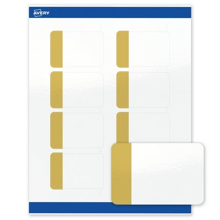 Avery 2" x 3" Labels, Pre-Printed Gold-Dipped Edge Design, 80 ct, Glossy, Dipped Gold Edge
