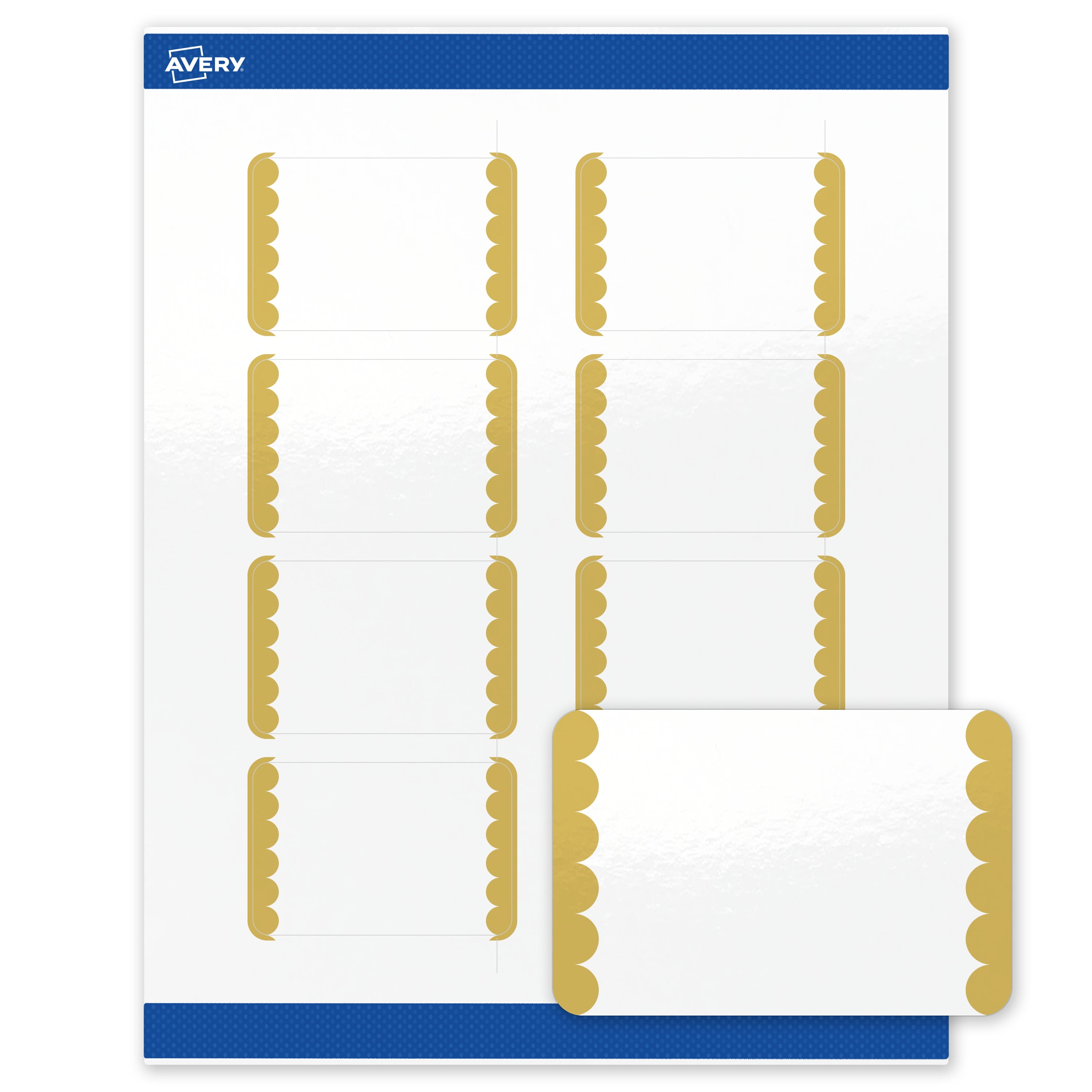 Avery 2" x 3" Labels, Pre-Printed Gold Edge Dots Design, 80 ct, Glossy, Gold Dots Edge