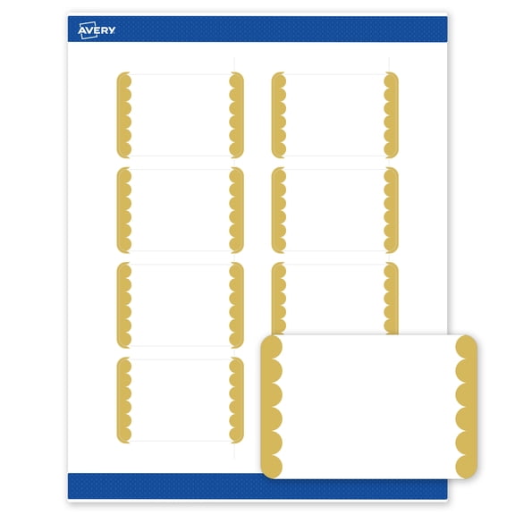 Avery 2" x 3" Labels, Pre-Printed Gold Edge Dots Design, 80 ct, Matte, Gold Dots Edge