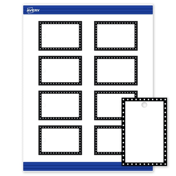 Avery 2" x 3" Tags, Black and White Polka Dots, 80 ct