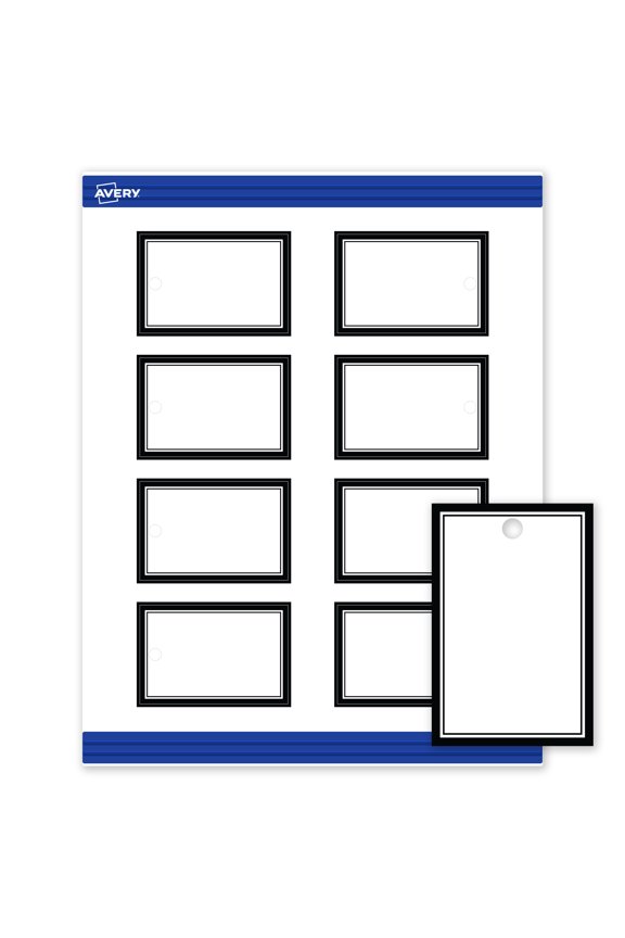 2" x 3" Tags, Pre-Printed Double Black Border Design, 80 ct