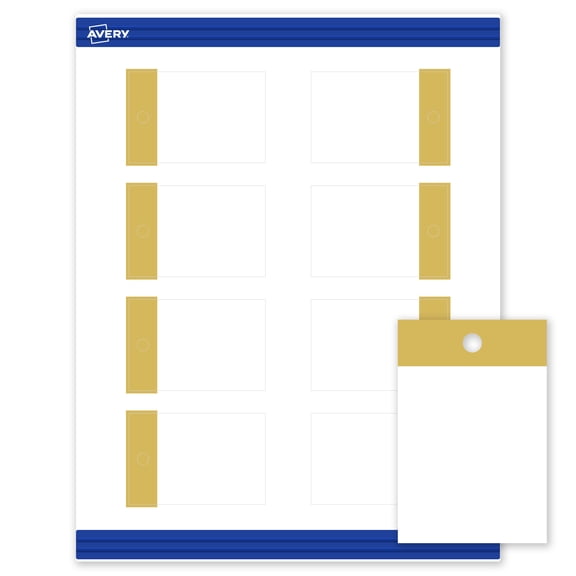 Avery 2" x 3" Tags, Pre-Printed Gold-Dipped Edge Design, 80 ct