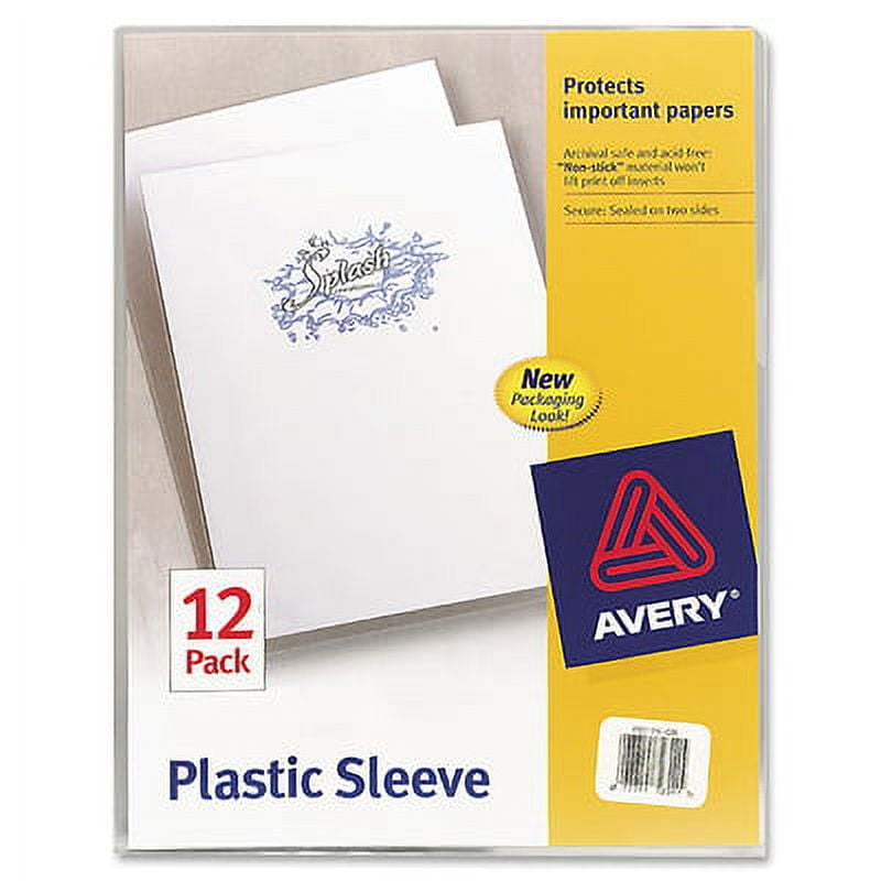 Avery2PK Clear Plastic Sleeves, Letter Size, Clear, 12/Pack