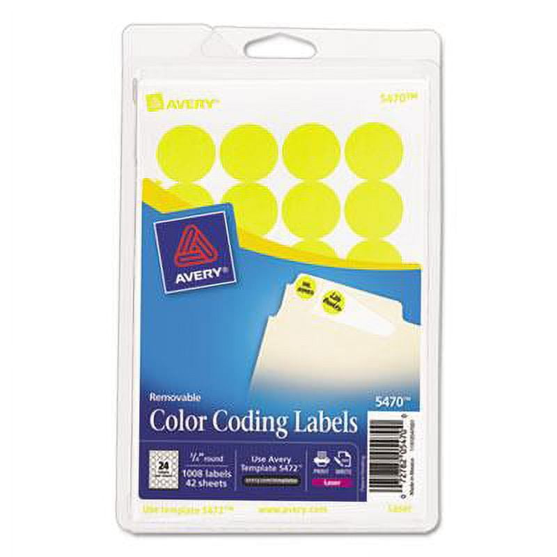 Avery-2PK Printable Self-Adhesive Removable Color-Coding Labels, 0.75 ...